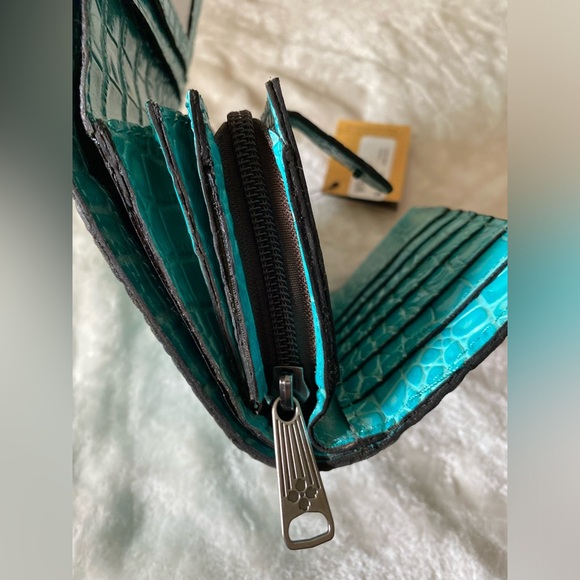 PATRICIA NASH  Cametti Croco Embossed Aqua Wallet - Picture 10 of 13